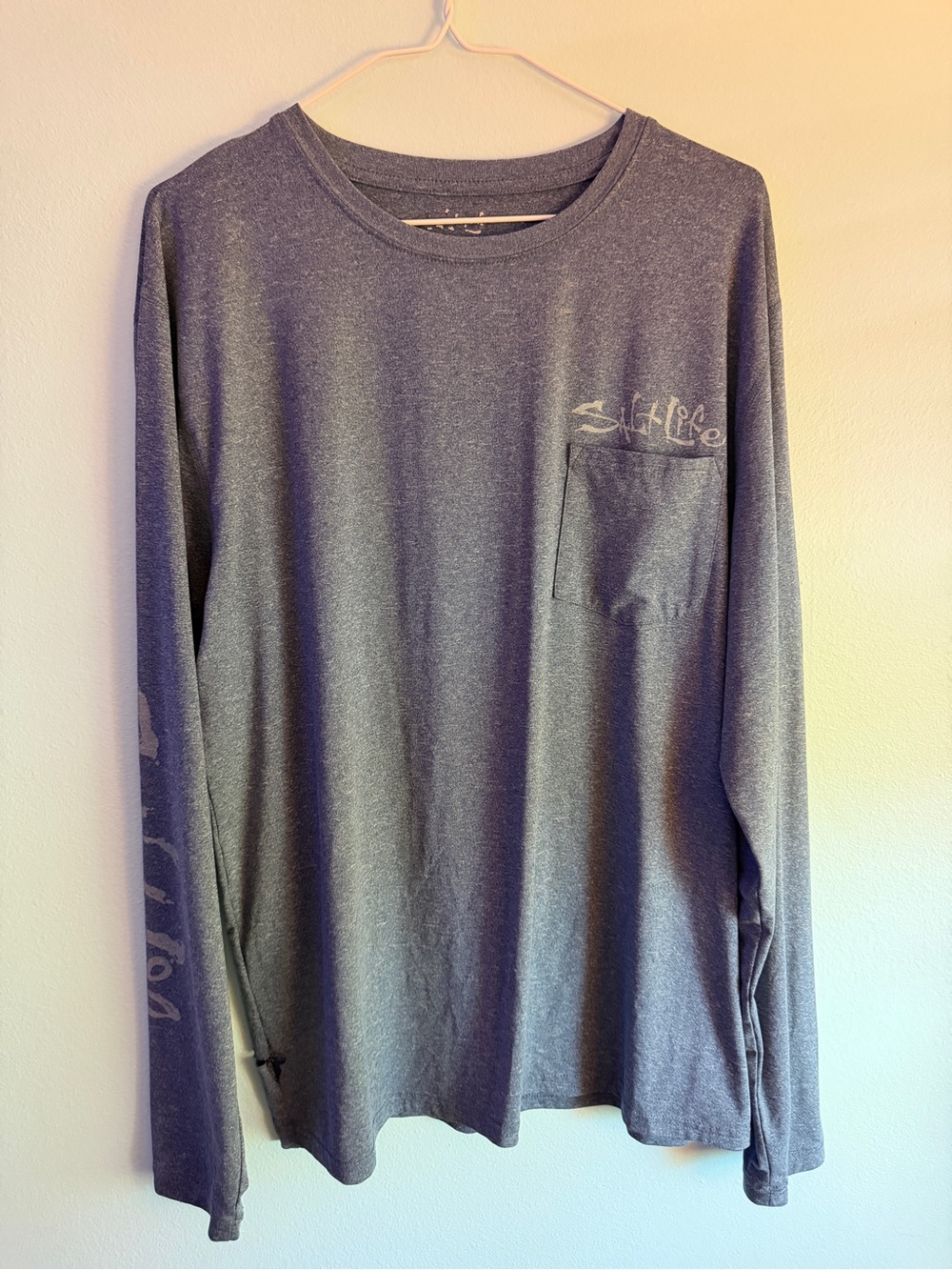 Salt Life Men's Long Sleeve Pocket Tee - Heather Gray